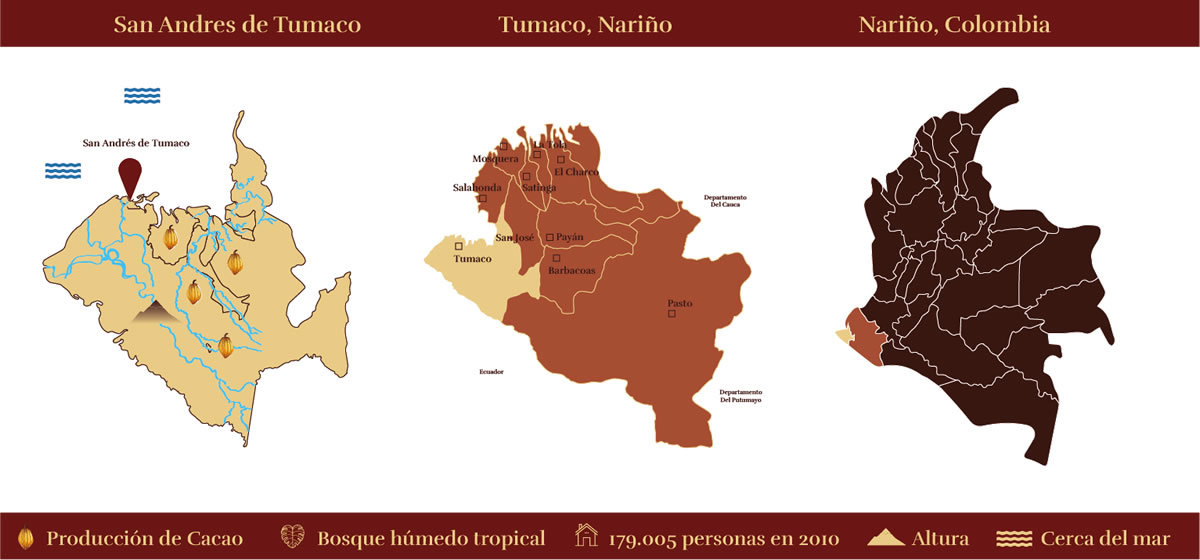 Ubicación geográfica Chocolate Tumaco mapa grande
